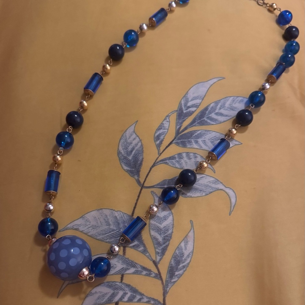 Blue Beaded Statement Necklace - Women's Jewelry